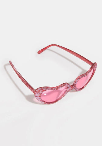 Pink Glitter Heart Sunglasses