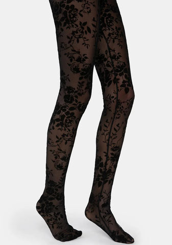 Tug My Heartstrings Floral Tights