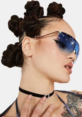 Cobalt Shine On Me Rhinestone Sunglasses