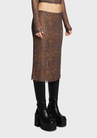 Rujha Midi Skirt - Mesh Rar Leopard
