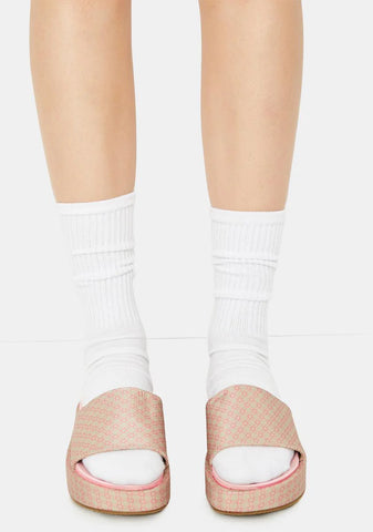 Blush Hills Have Eyes Patterned Slides