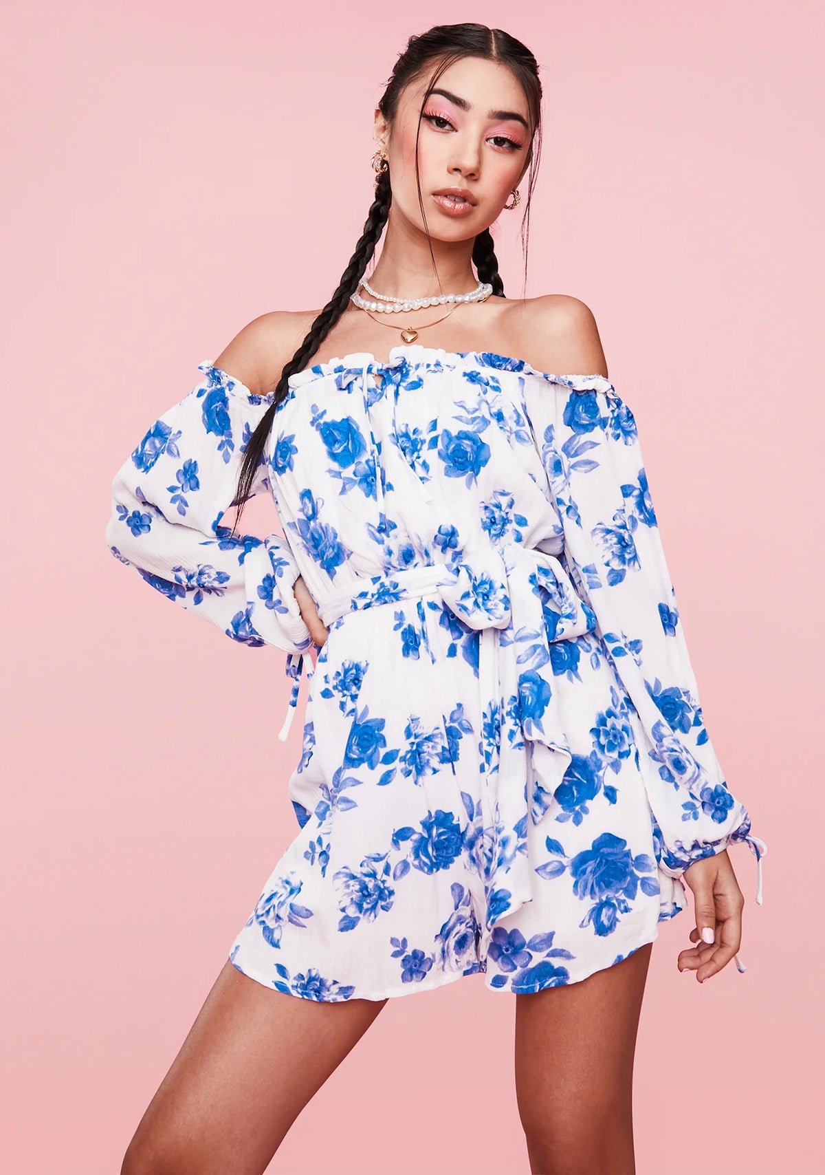 Perfect Poise Floral Off Shoulder Romper