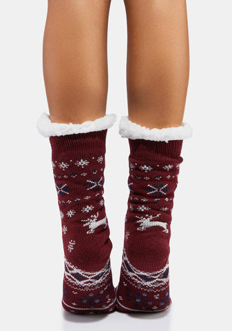 Reindeer Love Crew Socks