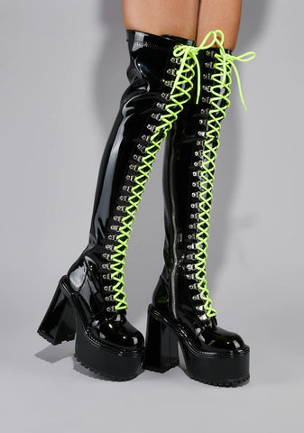 Electric Veins Thigh High Boots