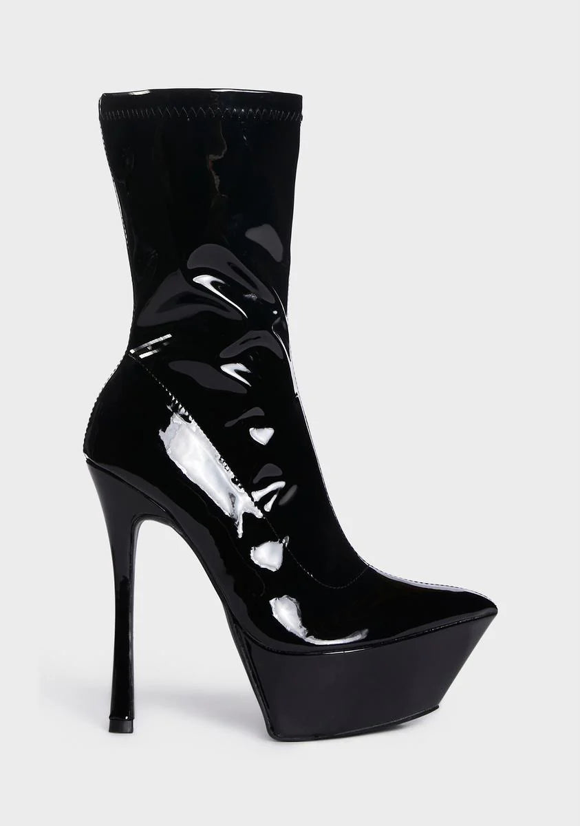 Vegas Patent Heeled Boots