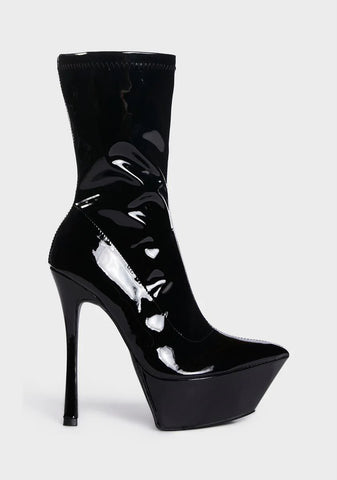 Vegas Patent Heeled Boots