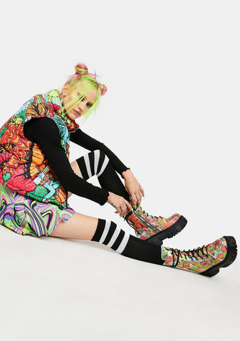 Scenic Route Combat Boots - Rainbow