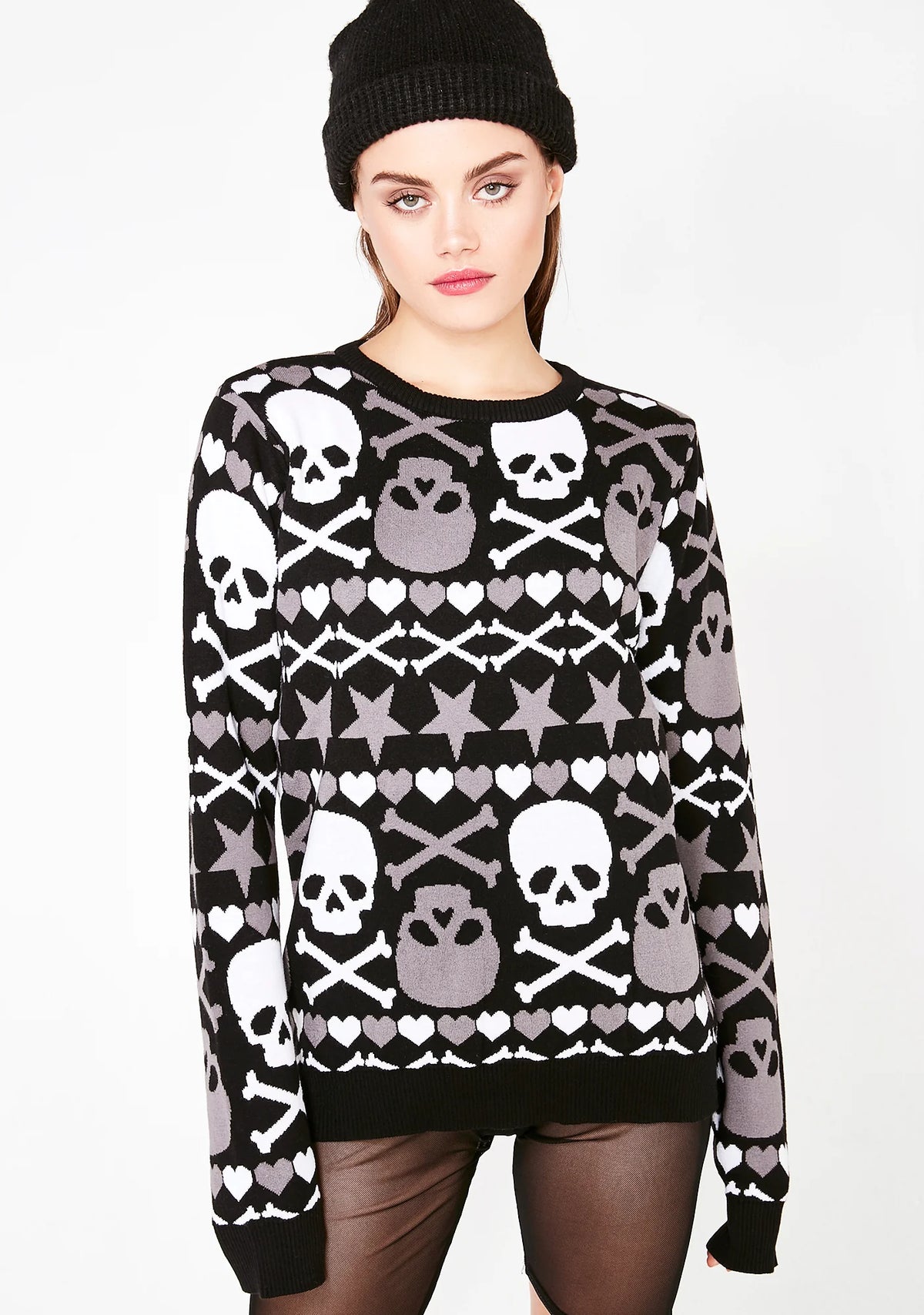 Stars & Skulls Ugly Christmas Halloween Sweater