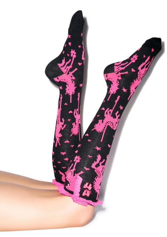 Unicorn Carousel Eyelet Knee Sock