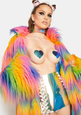 Space Mermaid 3D Holographic I Heart U Pasties