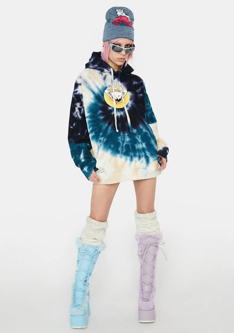 Spiral Tie Dye Big Smile Graphic Hoodie