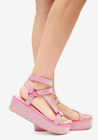 Blush On The Runway Strappy Platform Sandals