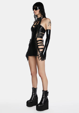 Rude Awakening Mini Dress - Black Holo
