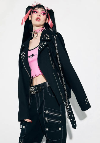 World Of Hurt Denim Moto Jacket