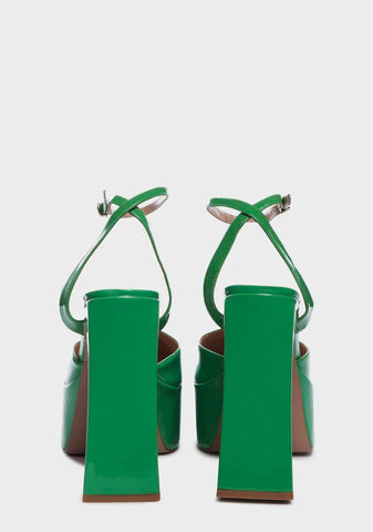 Dark Green Adley Platform Block Heels