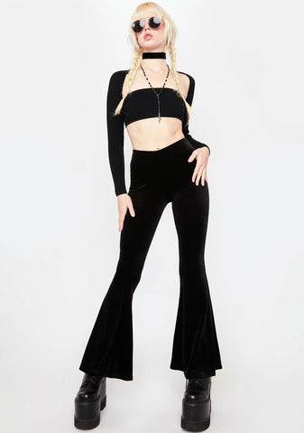 She Should Be There Velour Flare Pants