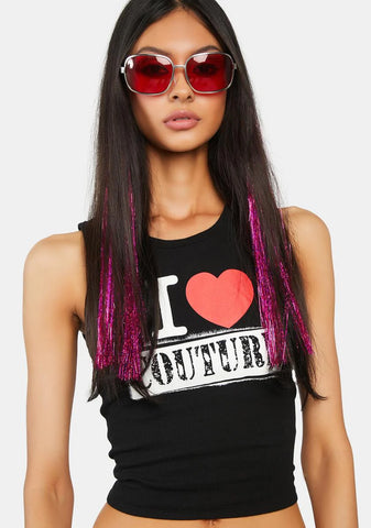Hot Pink 20" Hair Tinsel Extension 3-Pack