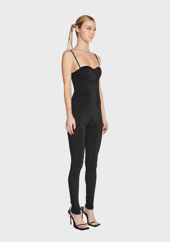 Black Glitter Sweetheart Catsuit