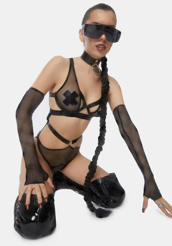 Jada Strappy Fishnet Teddy