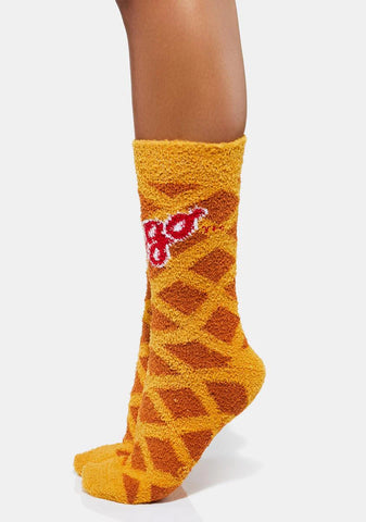 Eggo Waffles Fuzzy Crew Socks