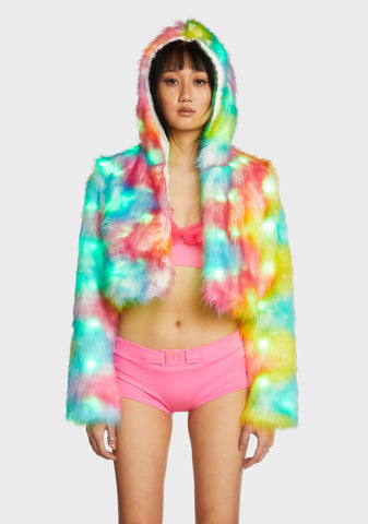 Light Up Crop Fur Jacket