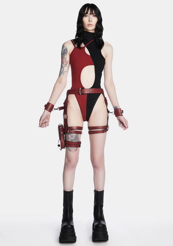 Modulation Oxblood Leg Harness With Wrist Cuffs