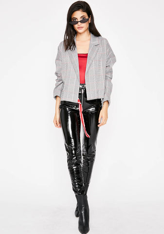 Playin Checkers Plaid Blazer