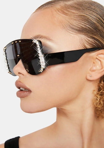 Crystal Clear Rhinestone Sunglasses