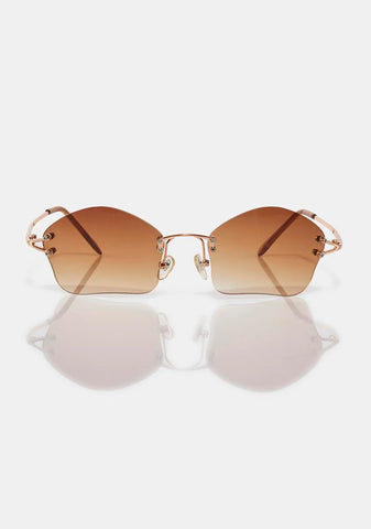 Cosmic Amber Gold Rimless Sunglasses