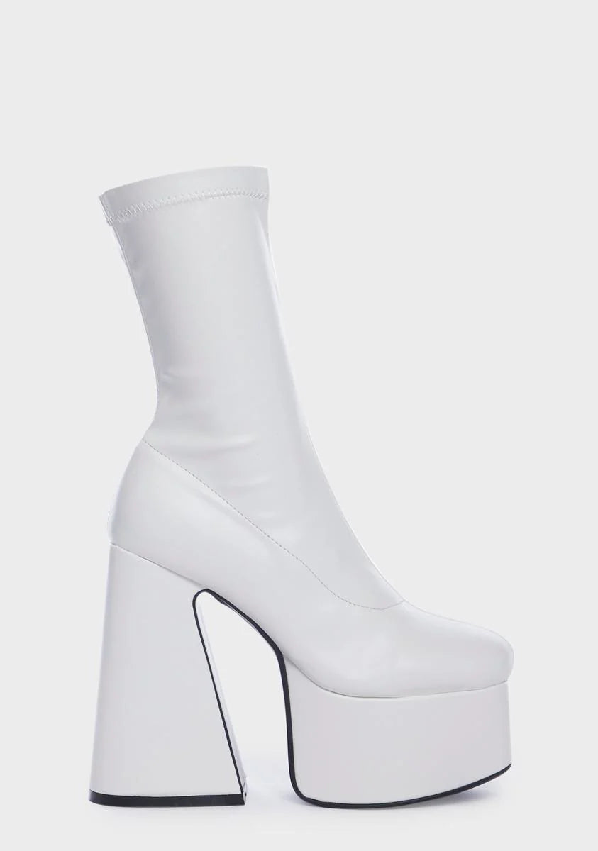White Over It Platform Sock Boots