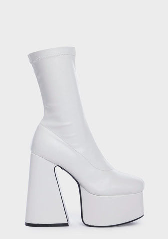 White Over It Platform Sock Boots