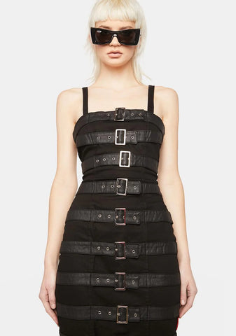 Belted Strap Midi Dress
