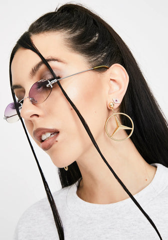 Pierced Gradient Oval Sunglasses