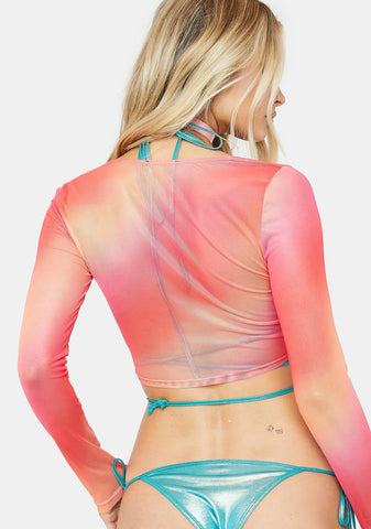 Sherbet Sunrise Sheer Crop Top