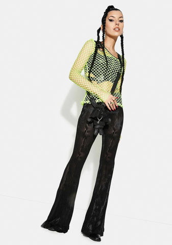 Neon Personality Punk Perspective Mesh Tee Shirt