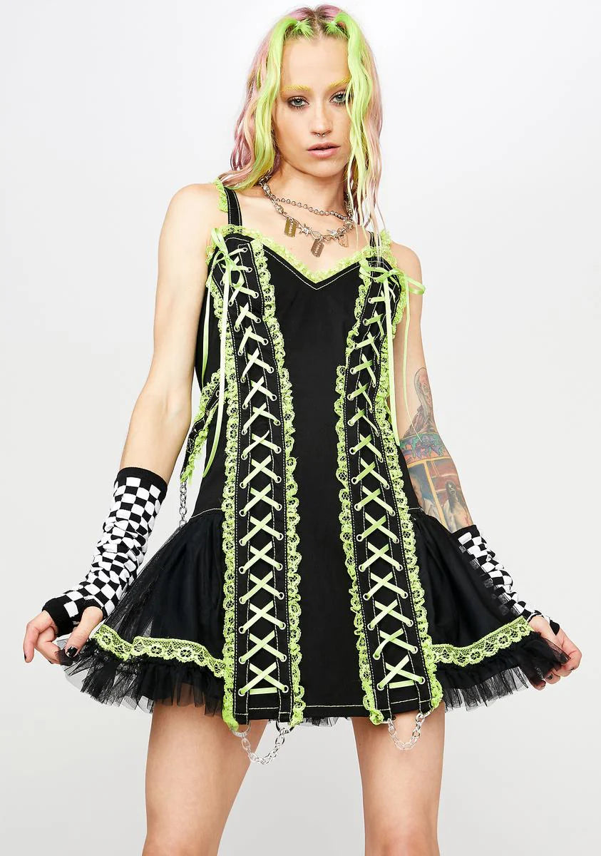 Green Lace Mini Dress