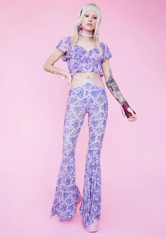 Are We Human Dragon Print Bell Bottoms