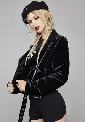 Moonlight Rider Velvet Moto Jacket