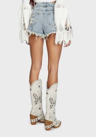 Dayclub Cabana Denim Shorts - Blue