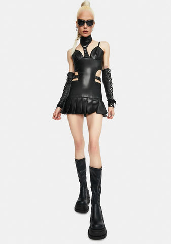 Neckholder Buckle Mini Dress