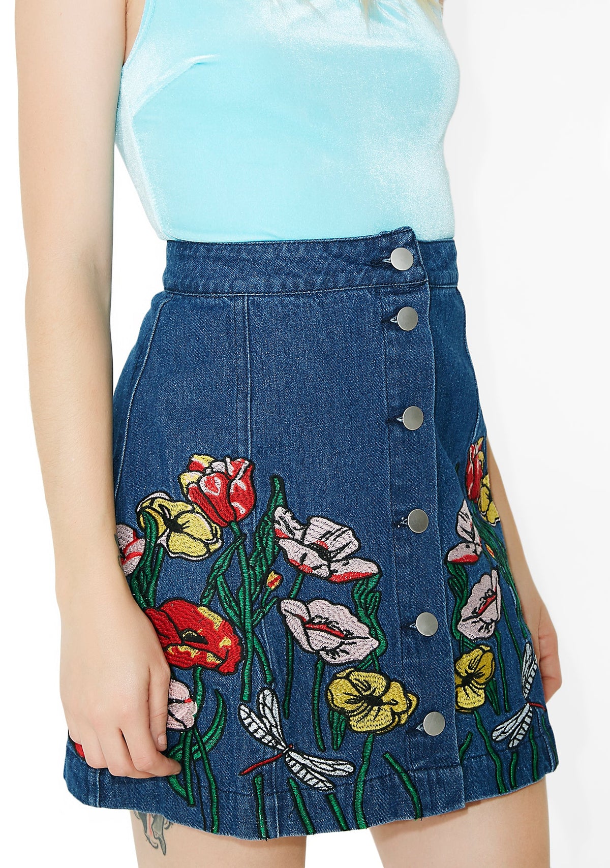 Among The Flowers Embroidered Skirt
