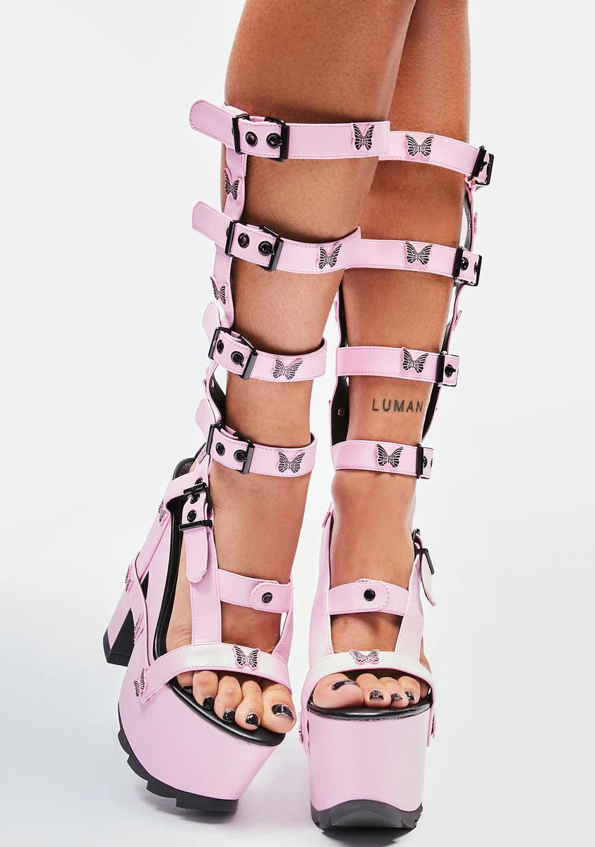 Pink Nightcall Hi Butterfly Platform Heels