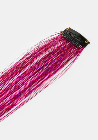 Hot Pink 20" Hair Tinsel Extension 3-Pack