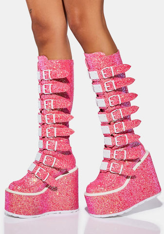 UV Pink Glitter Trinity Boots