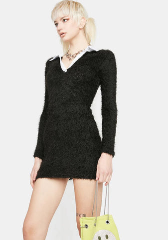 Crow Suit Yourself Fuzzy Bodycon Mini Dress