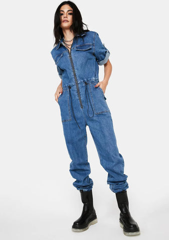 Learn The Rules Denim Jumpsuit
