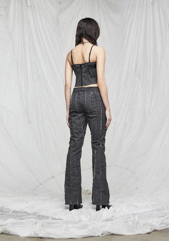 Synth Washed Pants With Raw Edge Details