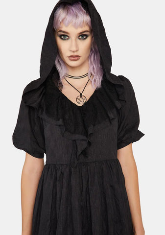 Dark Witch Lovely Ruffle Collar Loose Dress