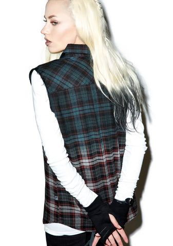 Dip Dye Sleeveless Flannel