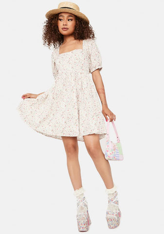 In The Garden Puff Sleeve Mini Dress